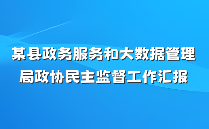 某县政务服务和大数据管理局政协民主监督工作汇报