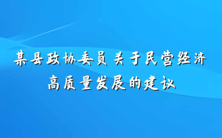 某县政协委员关于民营经济高质量发展的建议