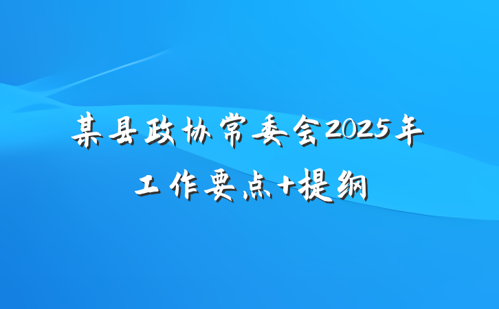 某县政协常委会2025年工作要点 提纲