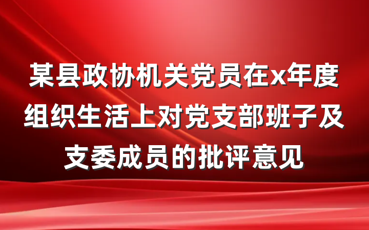 某县政协机关党员在x年度组织生活上对党支部班子及支委成员的批评意见