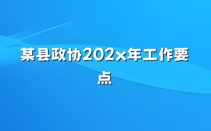 某县政协202x年工作要点