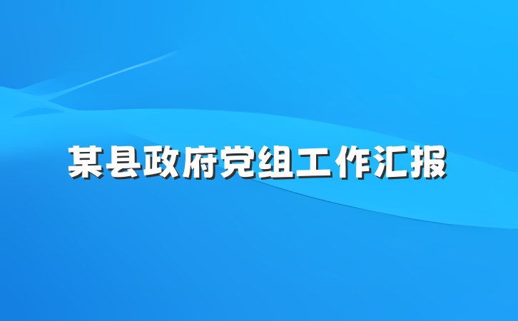 某县政府党组工作汇报