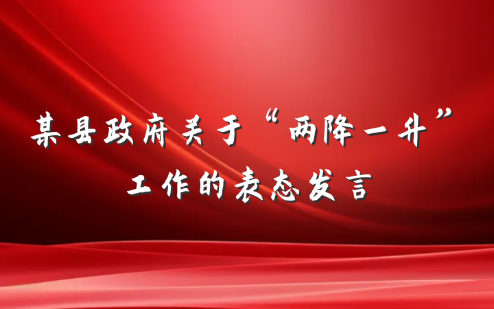 某县政府关于“两降一升”工作的表态发言