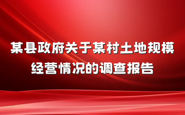某县政府关于某村土地规模经营情况的调查报告