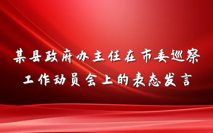 某县政府办主任在市委巡察工作动员会上的表态发言