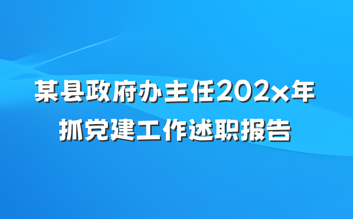某县政府办主任202x年抓党建工作述职报告