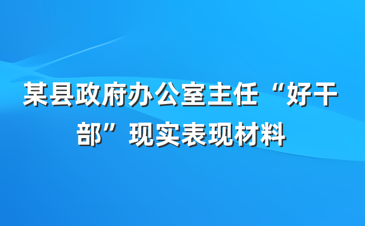 某县政府办公室主任“好干部”现实表现材料
