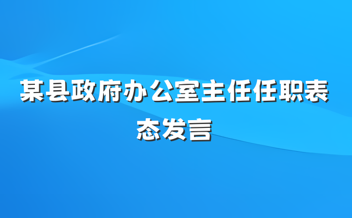 某县政府办公室主任任职表态发言
