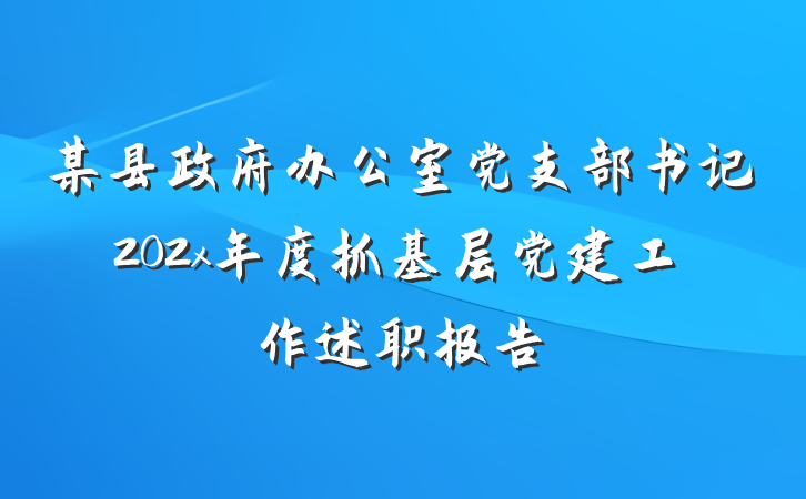 某县政府办公室党支部书记202x年度抓基层党建工作述职报告