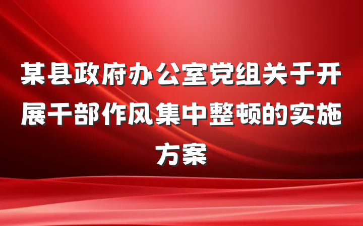 某县政府办公室党组关于开展干部作风集中整顿的实施方案