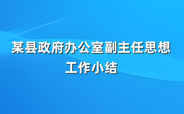 某县政府办公室副主任思想工作小结