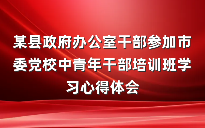 某县政府办公室干部参加市委党校中青年干部培训班学习心得体会