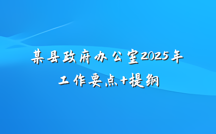 某县政府办公室2025年工作要点 提纲