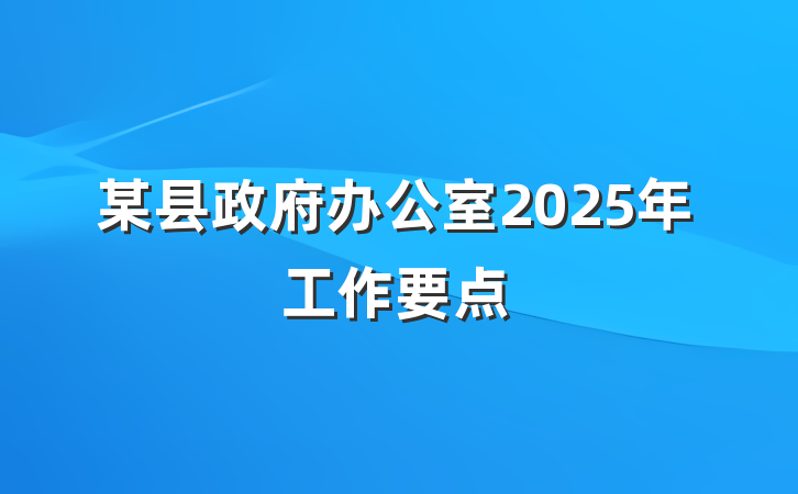 某县政府办公室2025年工作要点