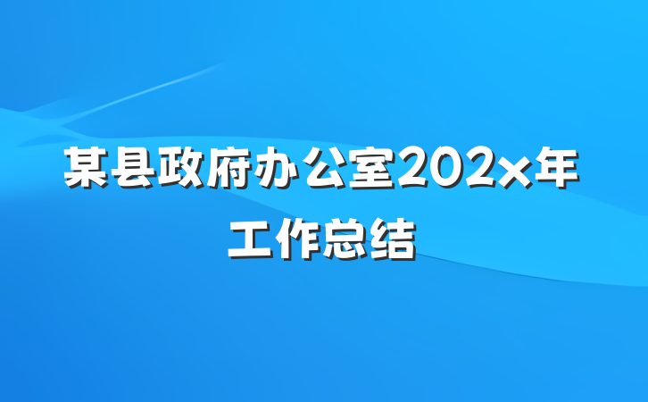 某县政府办公室202x年工作总结