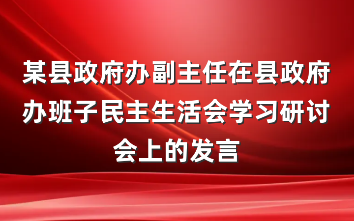 某县政府办副主任在县政府办班子民主生活会学习研讨会上的发言