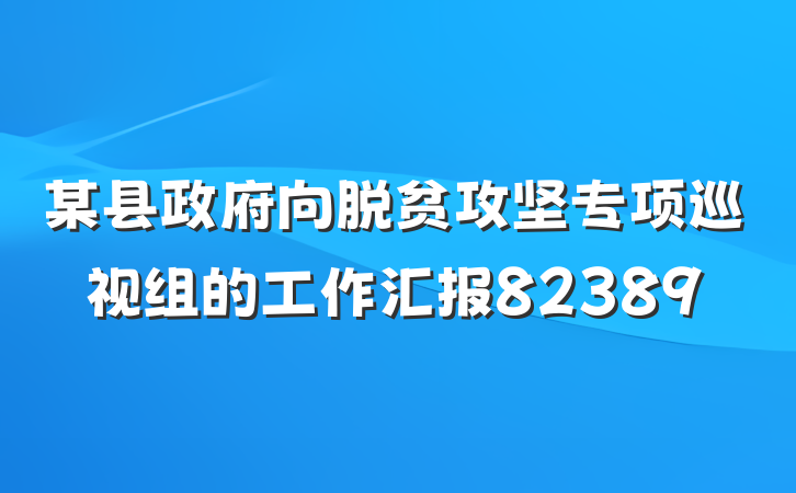 某县政府向脱贫攻坚专项巡视组的工作汇报82389