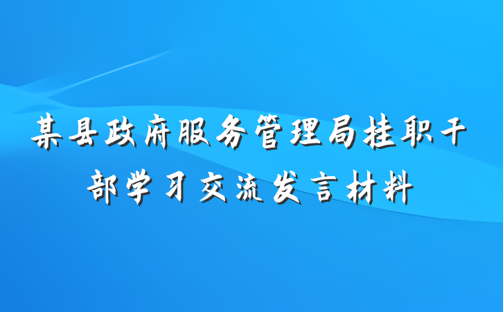 某县政府服务管理局挂职干部学习交流发言材料
