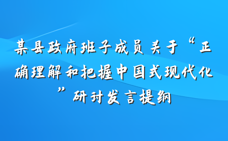 某县政府班子成员关于“正确理解和把握中国式现代化”研讨发言提纲