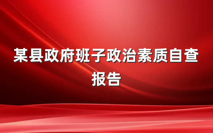 某县政府班子政治素质自查报告