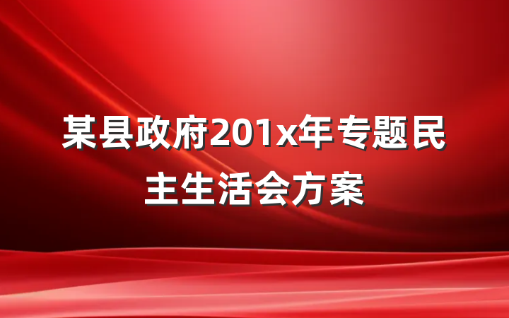 某县政府201x年专题民主生活会方案