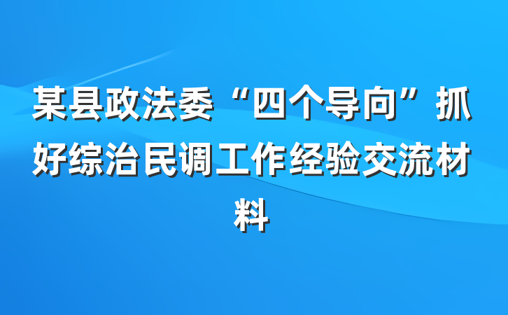 某县政法委“四个导向”抓好综治民调工作经验交流材料
