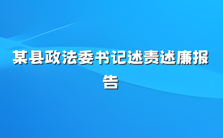 某县政法委书记述责述廉报告