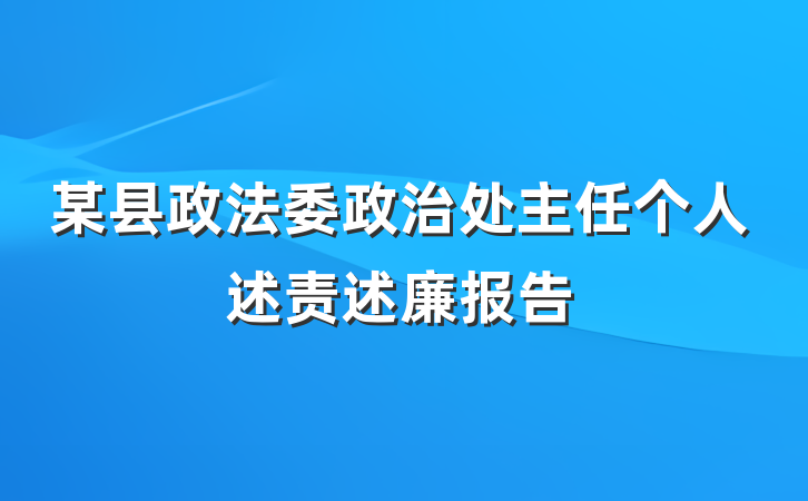 某县政法委政治处主任个人述责述廉报告