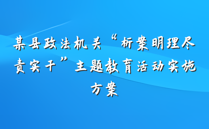 某县政法机关“析案明理尽责实干”主题教育活动实施方案