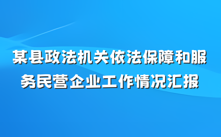 某县政法机关依法保障和服务民营企业工作情况汇报