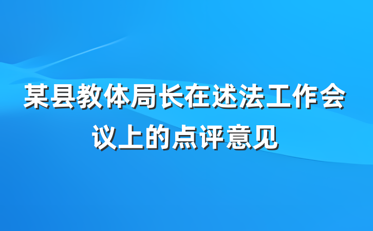 某县教体局长在述法工作会议上的点评意见