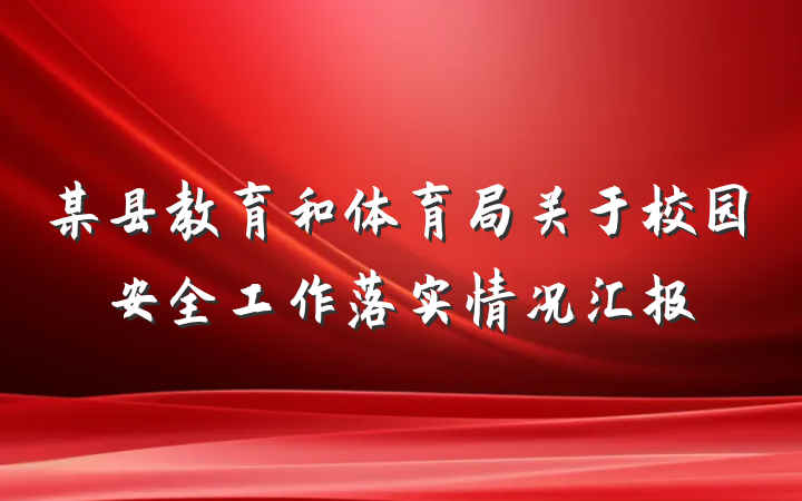 某县教育和体育局关于校园安全工作落实情况汇报