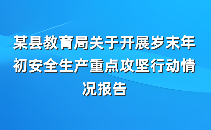 某县教育局关于开展岁末年初安全生产重点攻坚行动情况报告