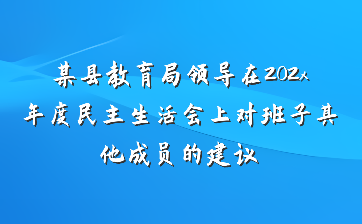 某县教育局领导在202x年度民主生活会上对班子其他成员的建议