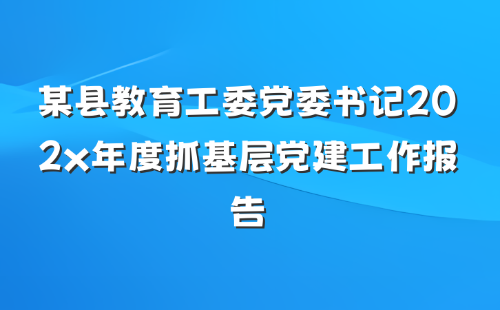 某县教育工委党委书记202x年度抓基层党建工作报告