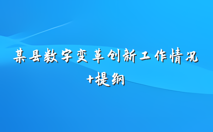 某县数字变革创新工作情况 提纲