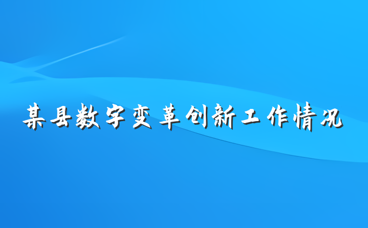 某县数字变革创新工作情况