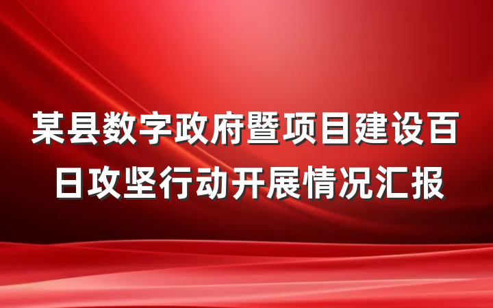 某县数字政府暨项目建设百日攻坚行动开展情况汇报