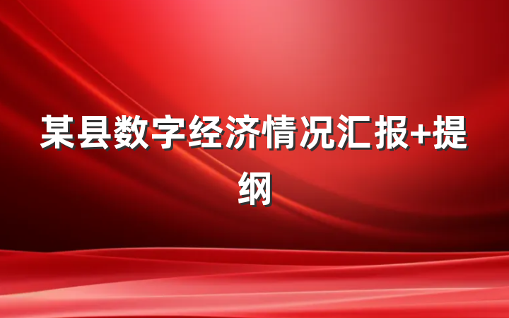 某县数字经济情况汇报 提纲