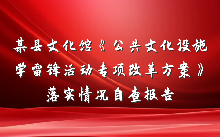某县文化馆《公共文化设施学雷锋活动专项改革方案》落实情况自查报告