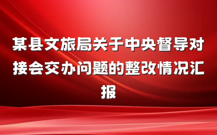 某县文旅局关于中央督导对接会交办问题的整改情况汇报