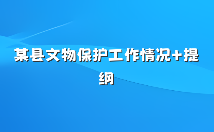 某县文物保护工作情况 提纲