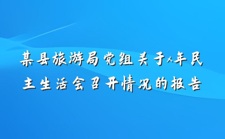 某县旅游局党组关于x年民主生活会召开情况的报告