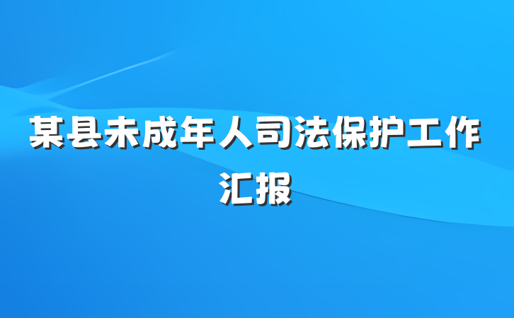 某县未成年人司法保护工作汇报