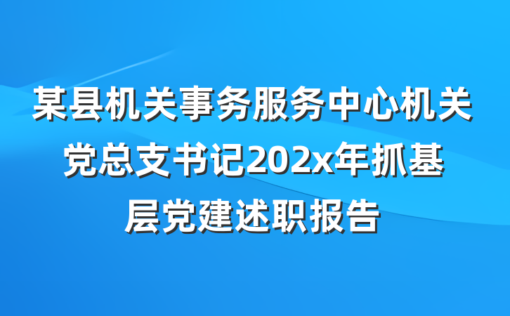 某县机关事务服务中心机关党总支书记202x年抓基层党建述职报告