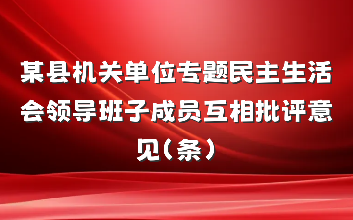 某县机关单位专题民主生活会领导班子成员互相批评意见（条）