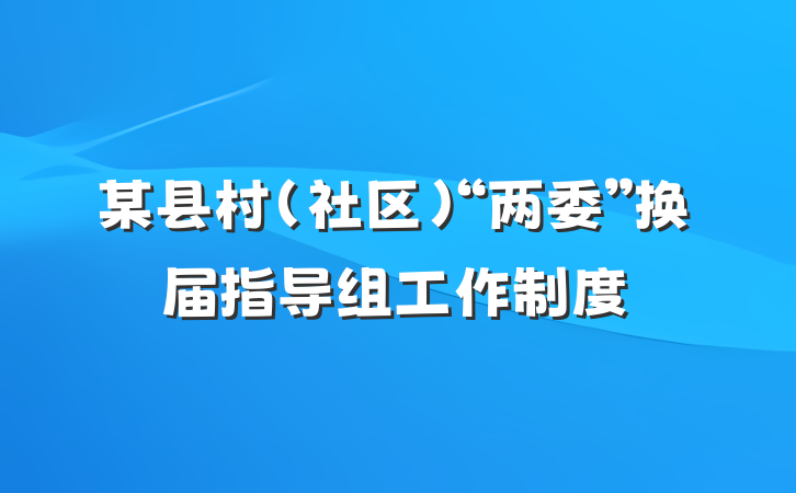 某县村（社区）“两委”换届指导组工作制度