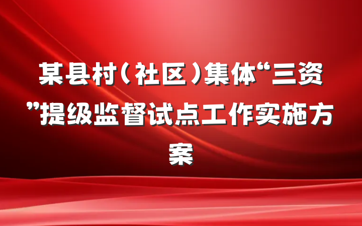 某县村（社区）集体“三资”提级监督试点工作实施方案
