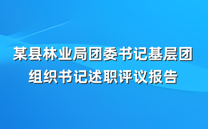 某县林业局团委书记基层团组织书记述职评议报告