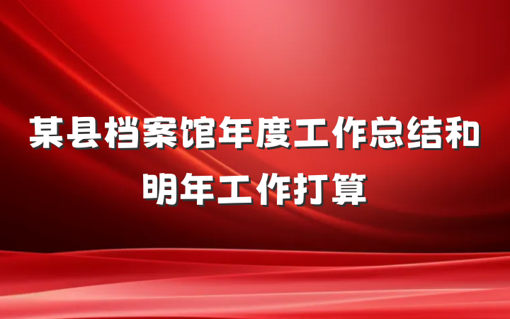 某县档案馆年度工作总结和明年工作打算